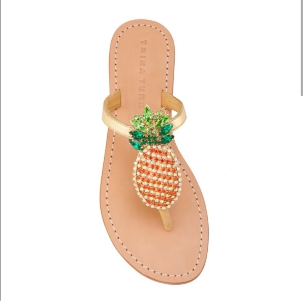 Trina Turk Crystal Bling Pineapple Sandals - Picture 2 of 9